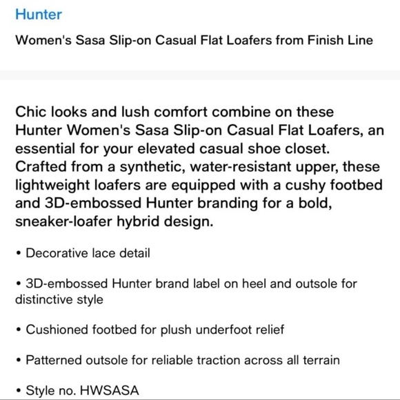 Hunter women’s sasa slip on flat loafers size 8